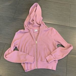 TNA waffle zip thermal hoodie in lilac